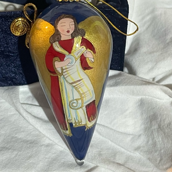 Li Bien 2000 Angel Ornament, Hand Painted Glass Blue Angel Ornament - Picture 7 of 7